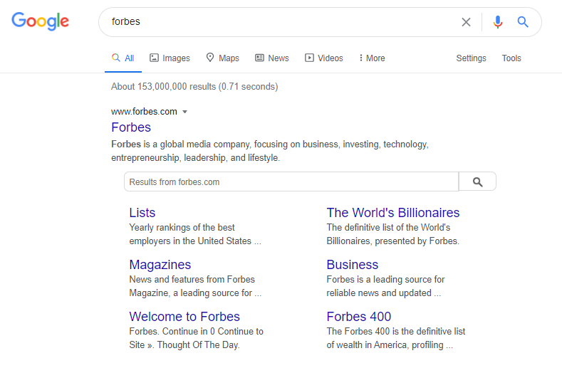 site map for improving search engine results